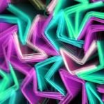 Minimalist abstract circles glowing neon cyan color